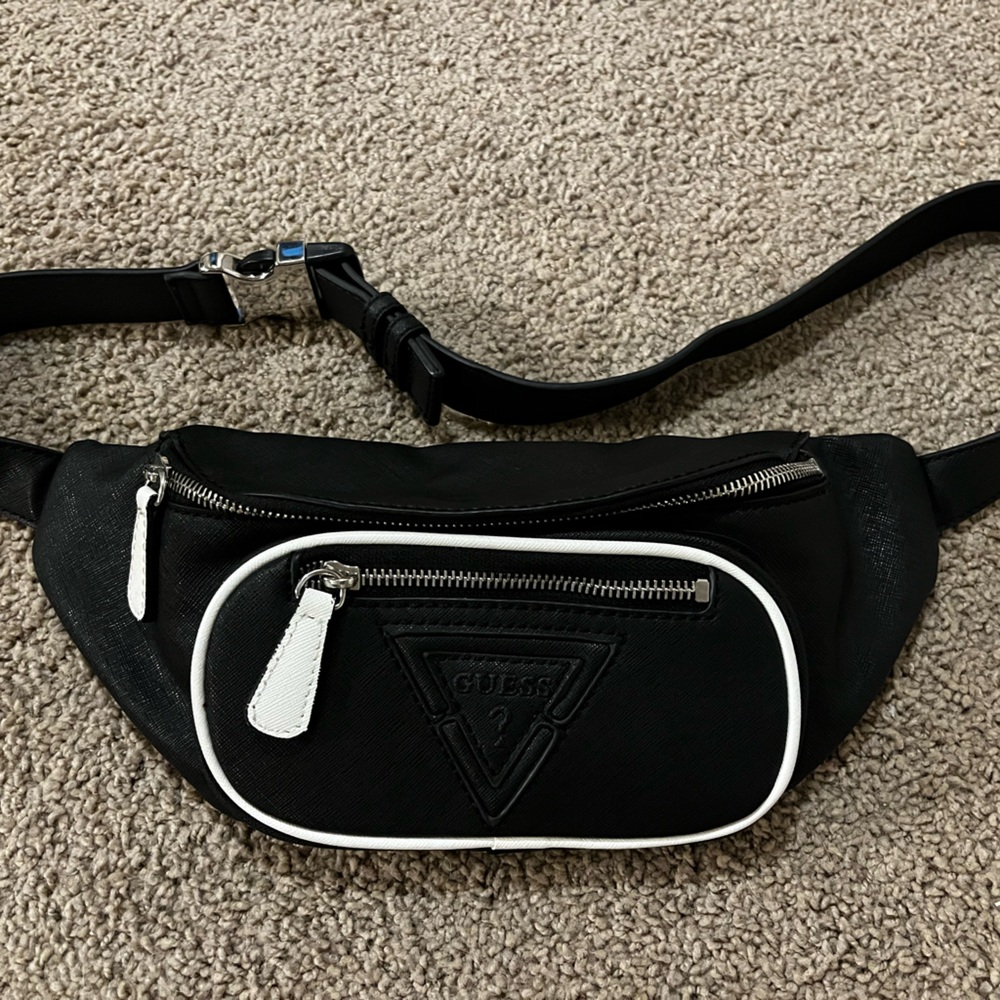 Guess Black and White Belt Bag Sleek Sporty Design
